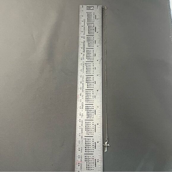 Vtg Silver Cross Pendant Child Size Boy Girl .925 18” Chain - Picture 9 of 9